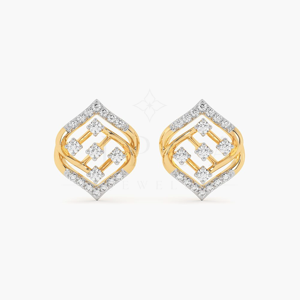 Round Moissanite Stud Earrings in 14K Gold