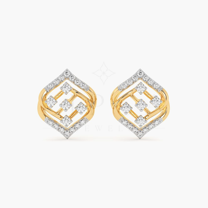 Round Moissanite Stud Earrings in 14K Gold