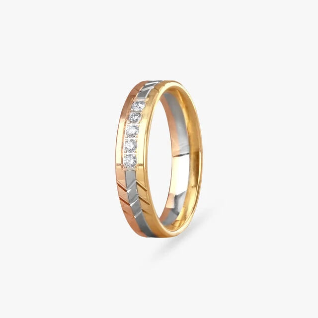 Tri-Tone Channel Set Five-Stone Band Ring