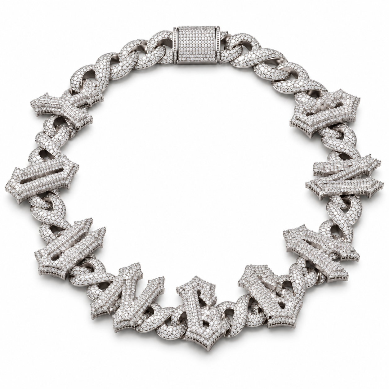 Custom Iced Out  Letter Cuban Link Necklace