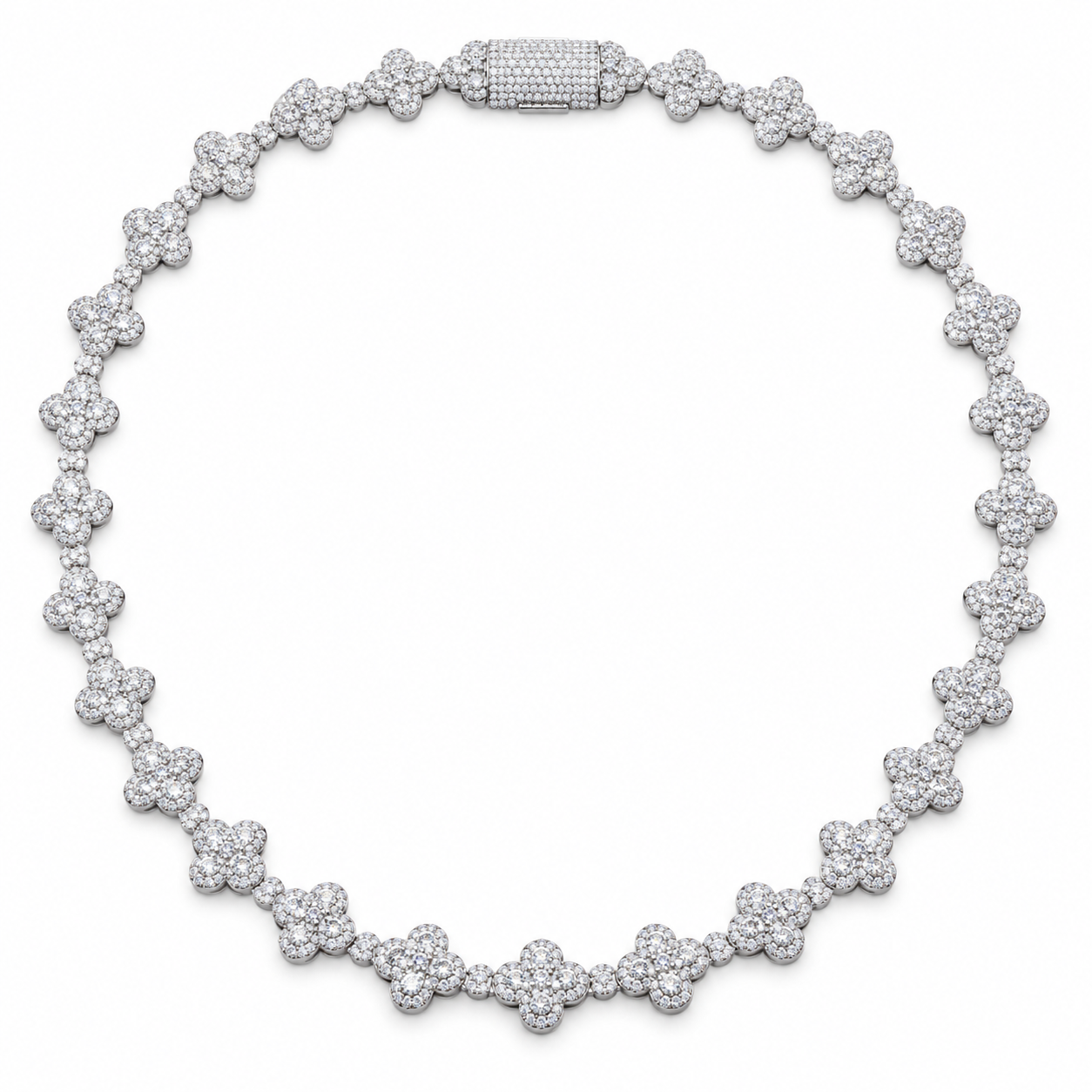 Custom Iced Out Four-Leaf Clover Link Necklace