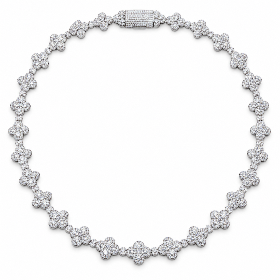 Custom Iced Out Four-Leaf Clover Link Necklace