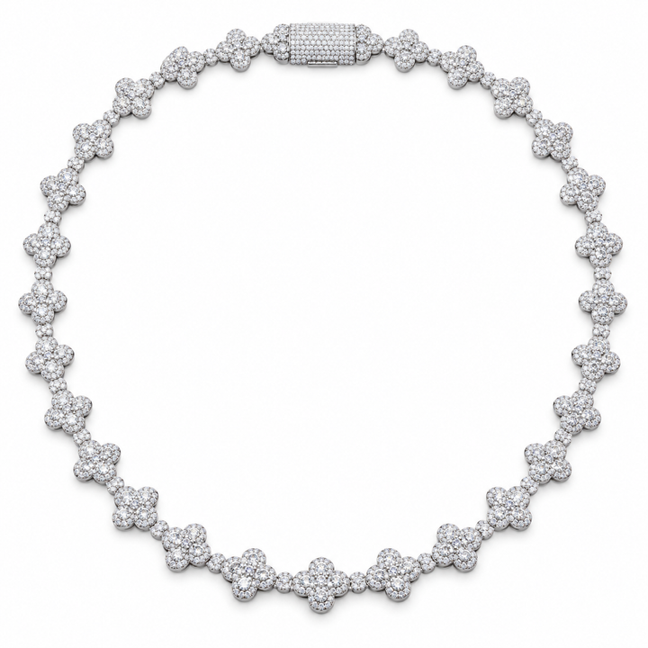 Custom Iced Out Four-Leaf Clover Link Necklace