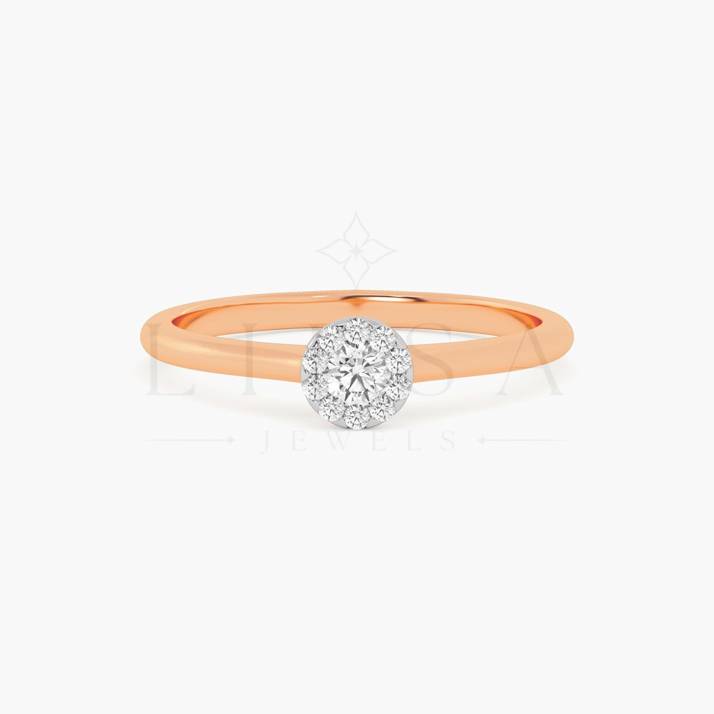 Round Cluster Solitaire Style Ring