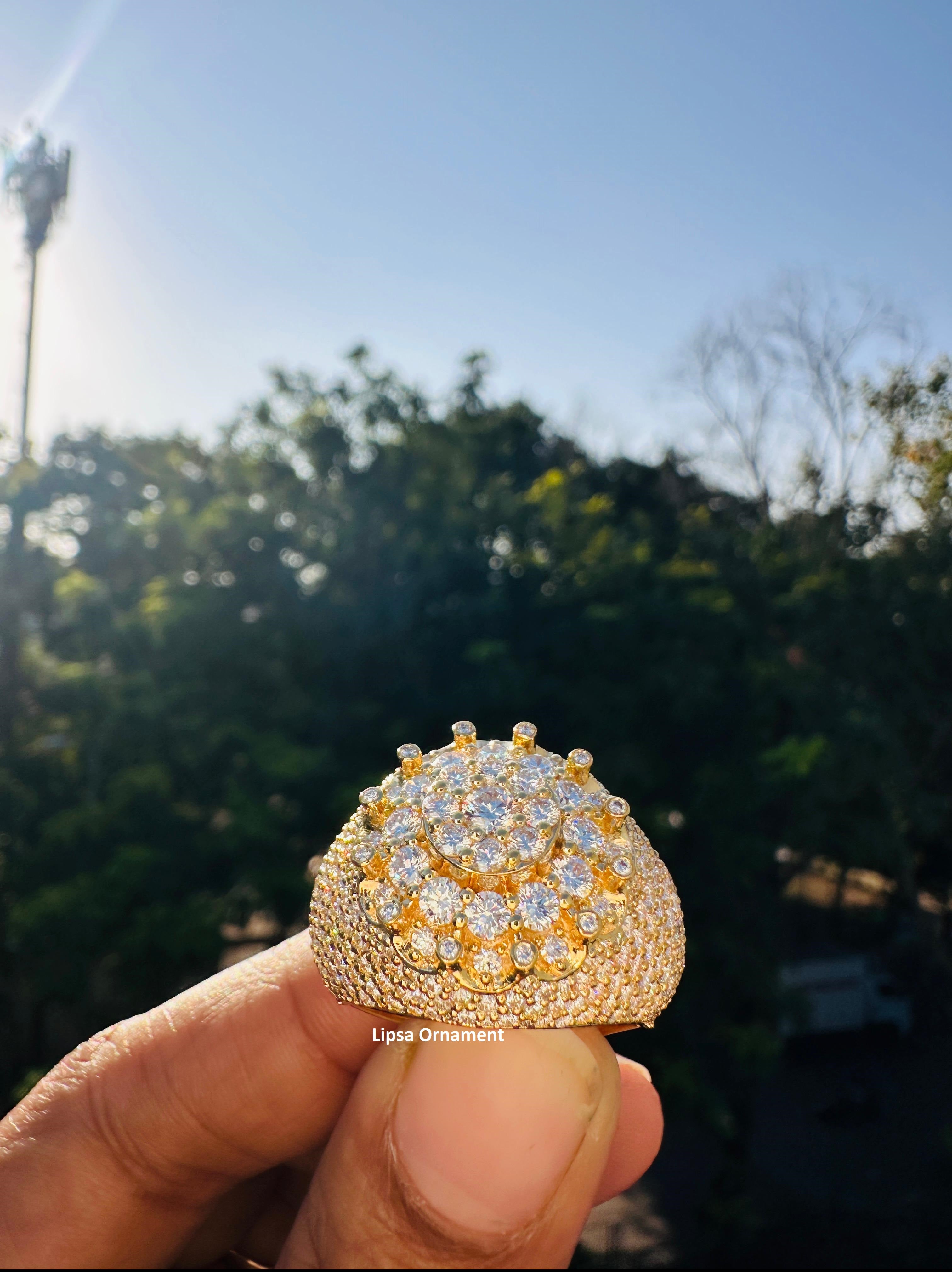 Custom Iced-Out Oval Cluster Statement Diamond Ring