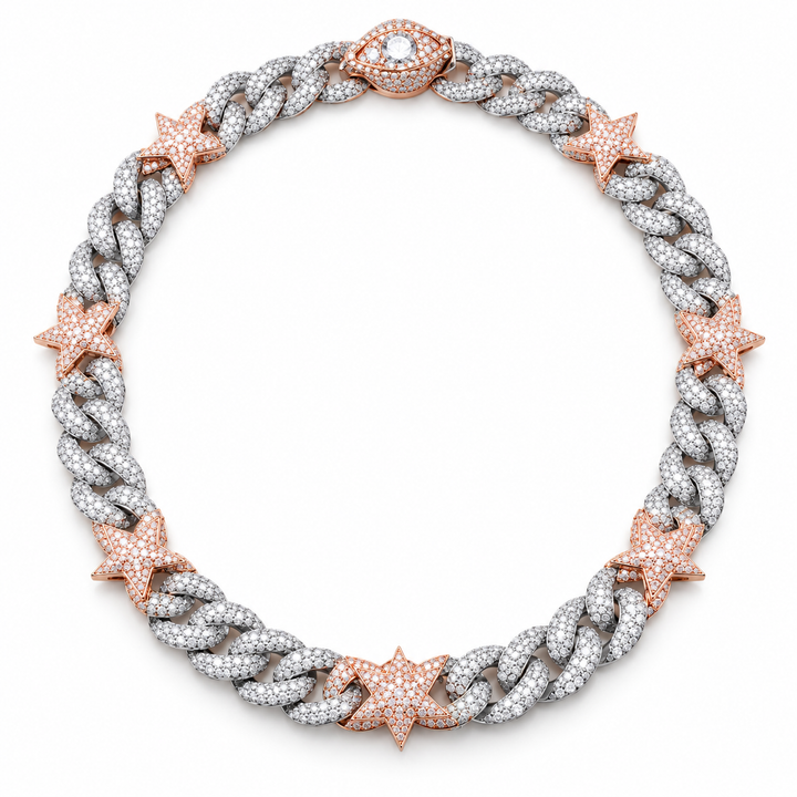 Iced Out Star Cuban Link Necklace | Custom Hip Hop Jewelry