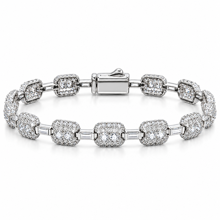 Iced Out Cushion Link Baguette Bracelet | Custom Hip Hop Jewelry