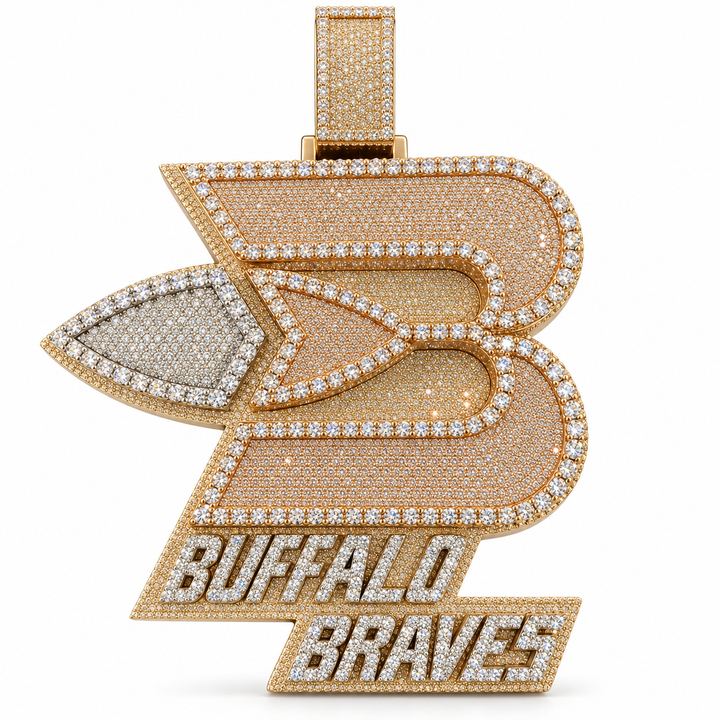 Buffalo Braves Style Iced Out Logo Pendant – Custom Gold Tone Basketball Hip Hop Jewelry