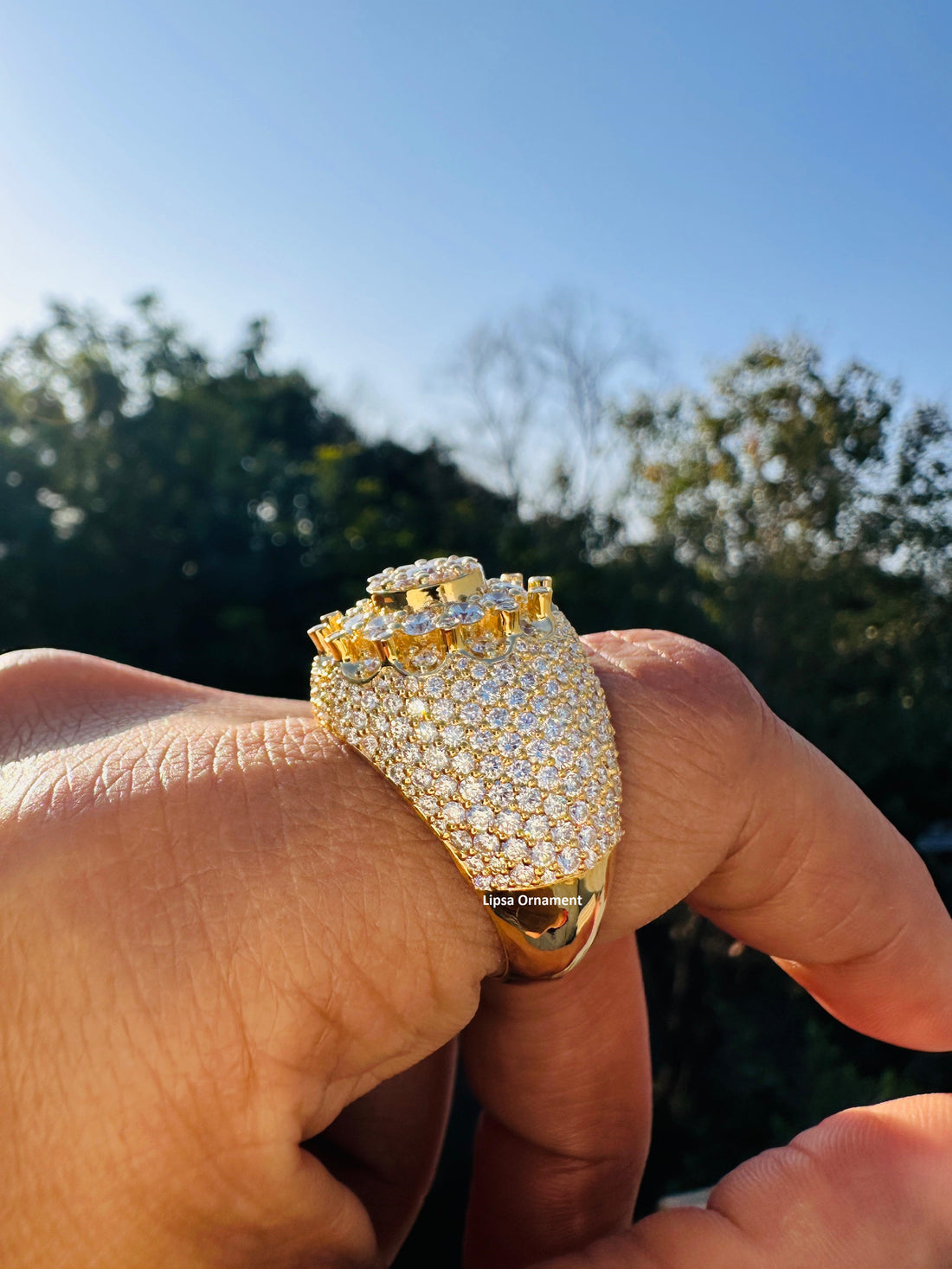 Custom Iced-Out Oval Cluster Statement Diamond Ring