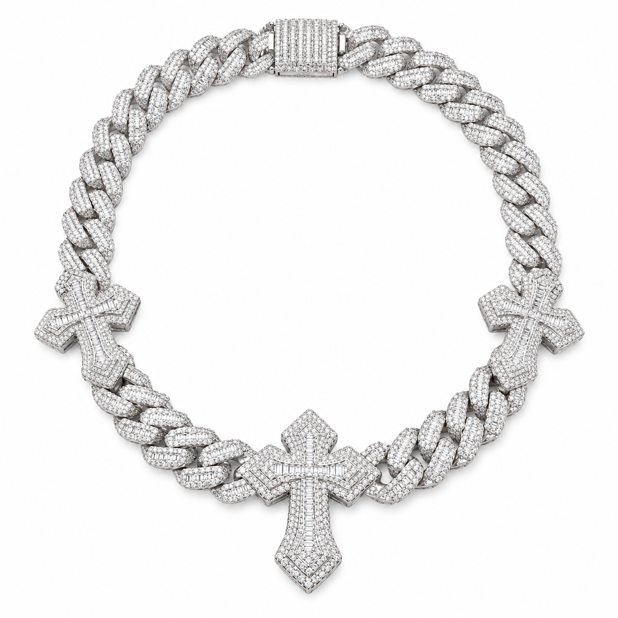 Iced Out Triple Cross Cuban Link Necklace | Custom Hip Hop Jewelry