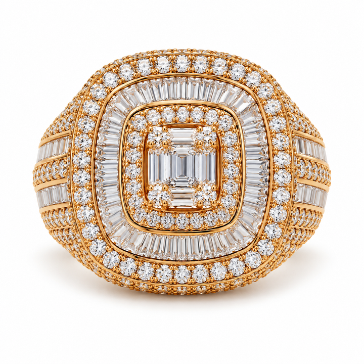 Baguette Cluster Multi Halo Iced Out Hip Hop Statement Ringg