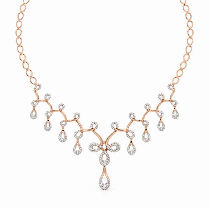 Rose Gold-Tone Pavé Teardrop Fringe Necklace