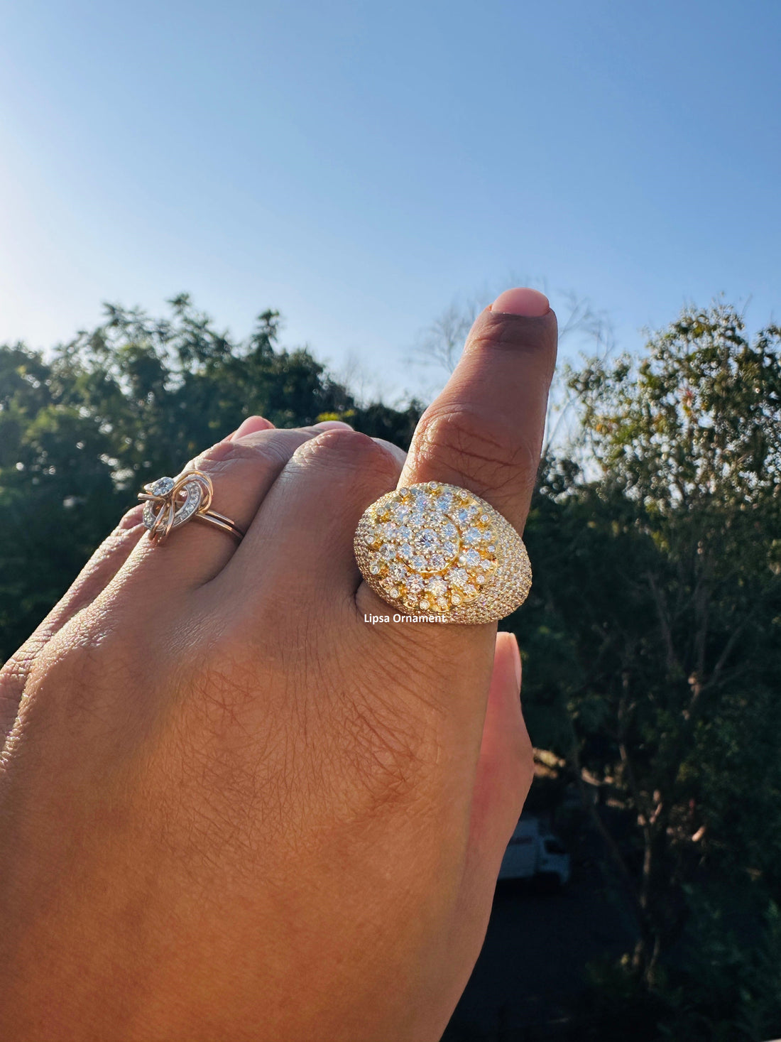 Custom Iced-Out Oval Cluster Statement Diamond Ring