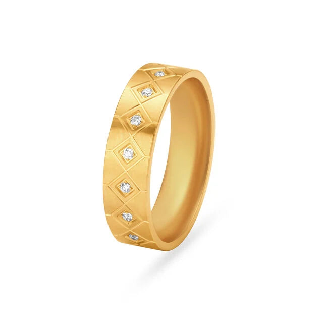 Diamond Quilted Pattern Gold Band Ring
