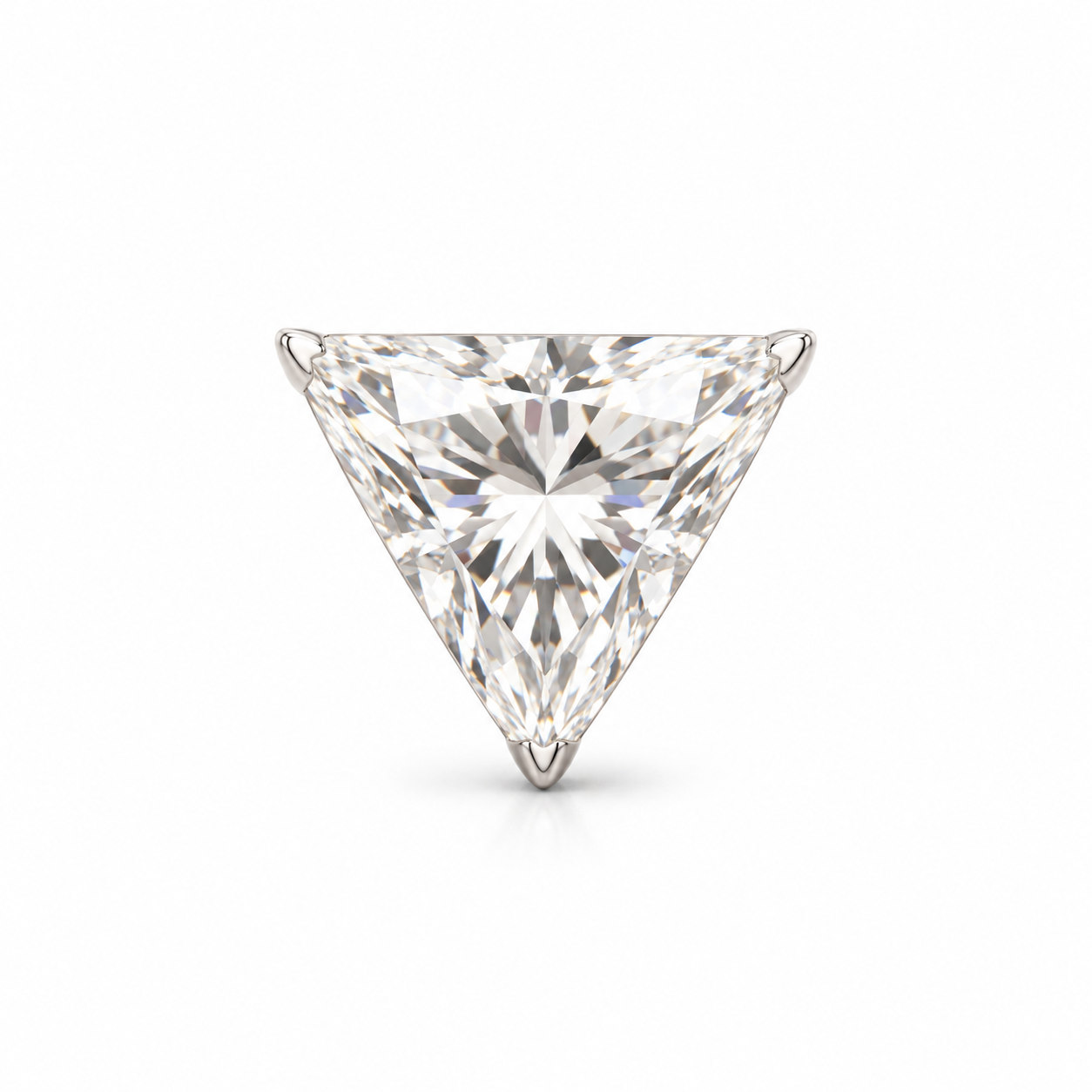 Men’s Trillion Cut Solitaire Silver-Tone Three-Prong Stud Earring