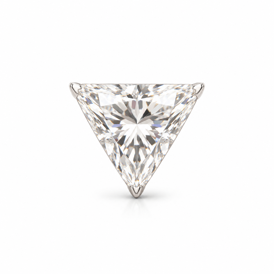 Men’s Trillion Cut Solitaire Silver-Tone Three-Prong Stud Earring
