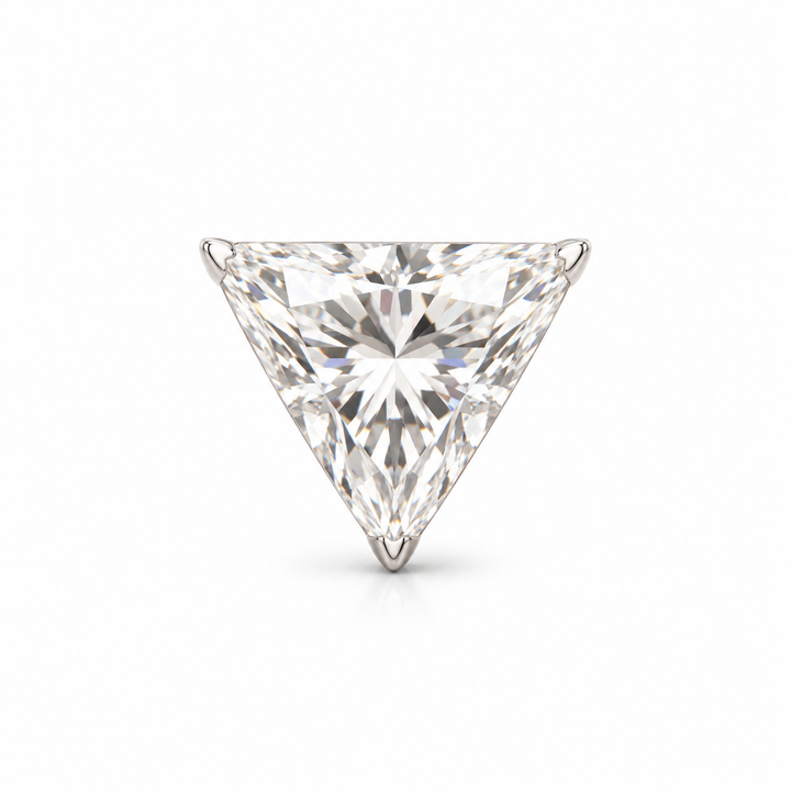 Men’s Trillion Cut Solitaire Silver-Tone Three-Prong Stud Earring