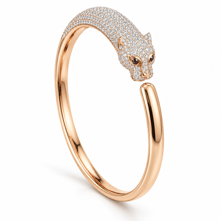 Pavé Jaguar Head Open Cuff Bracelet