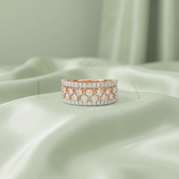 Multi-Row Pavé Wide Band Ring