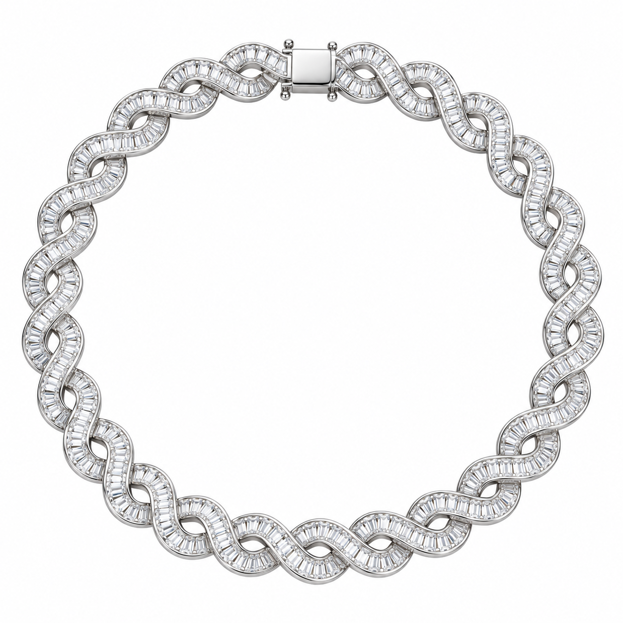 Custom Iced Out Baguette Infinity Link Chain Necklace