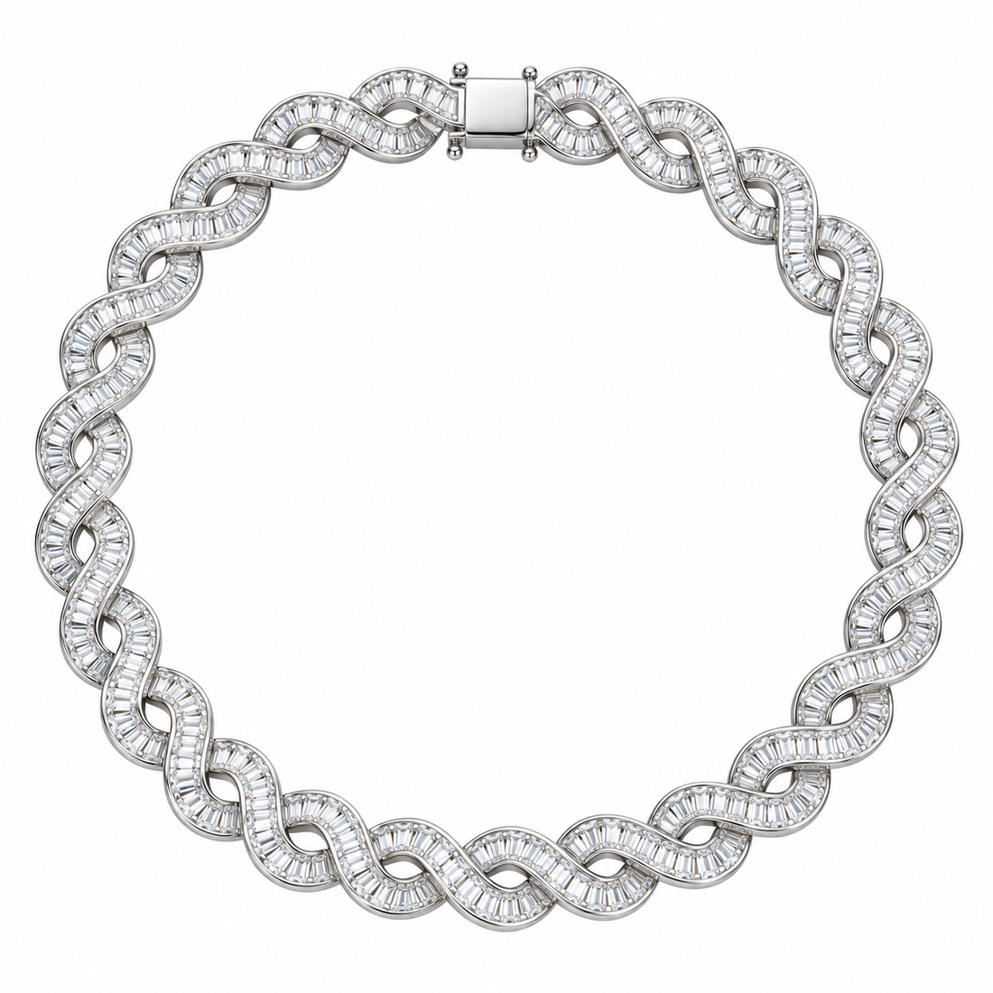 Custom Iced Out Baguette Infinity Link Chain Necklace
