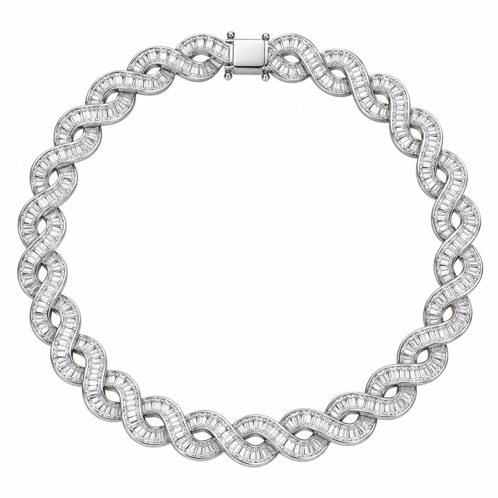 Custom Iced Out Baguette Infinity Link Chain Necklace