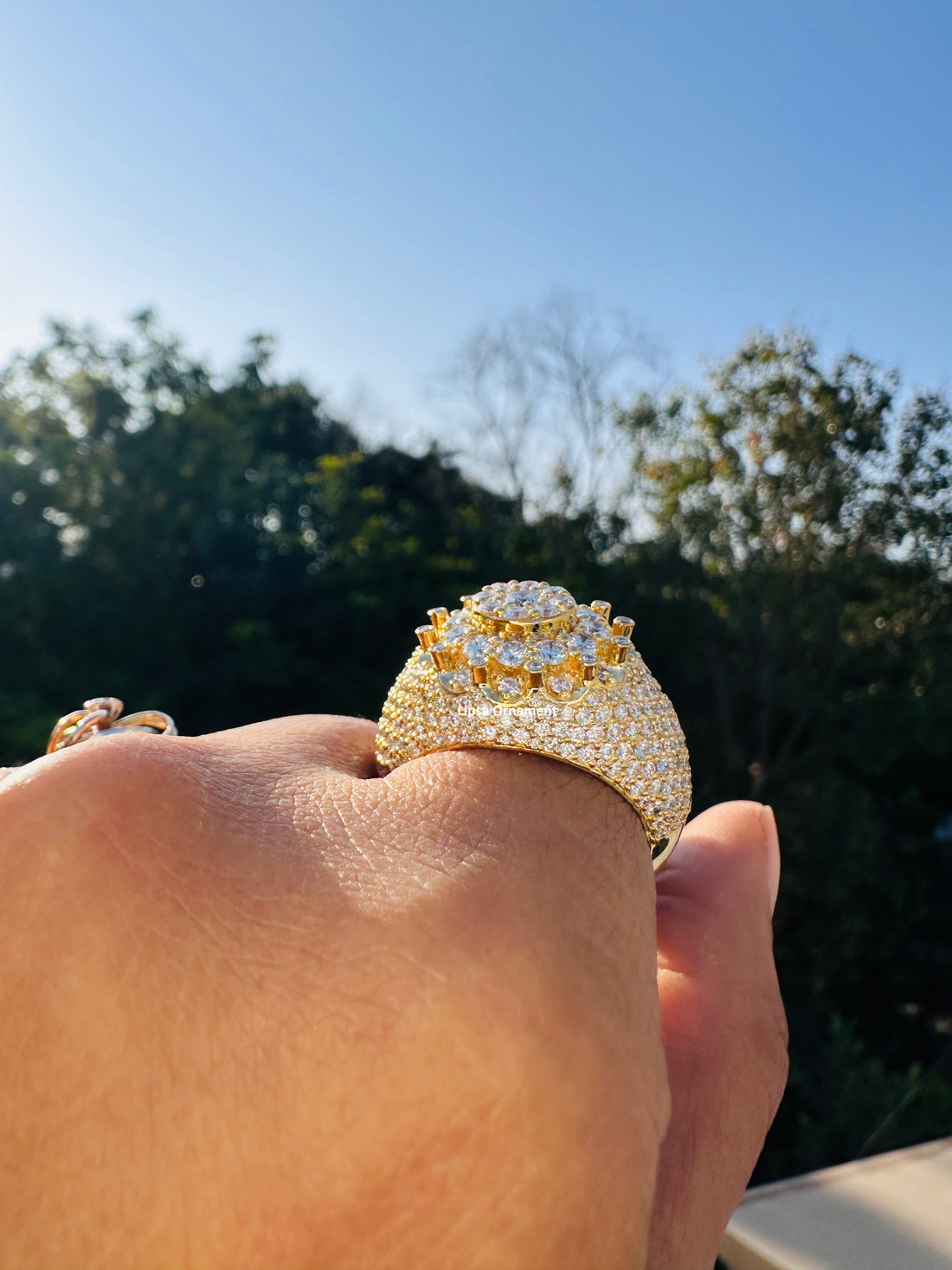 Custom Iced-Out Oval Cluster Statement Diamond Ring