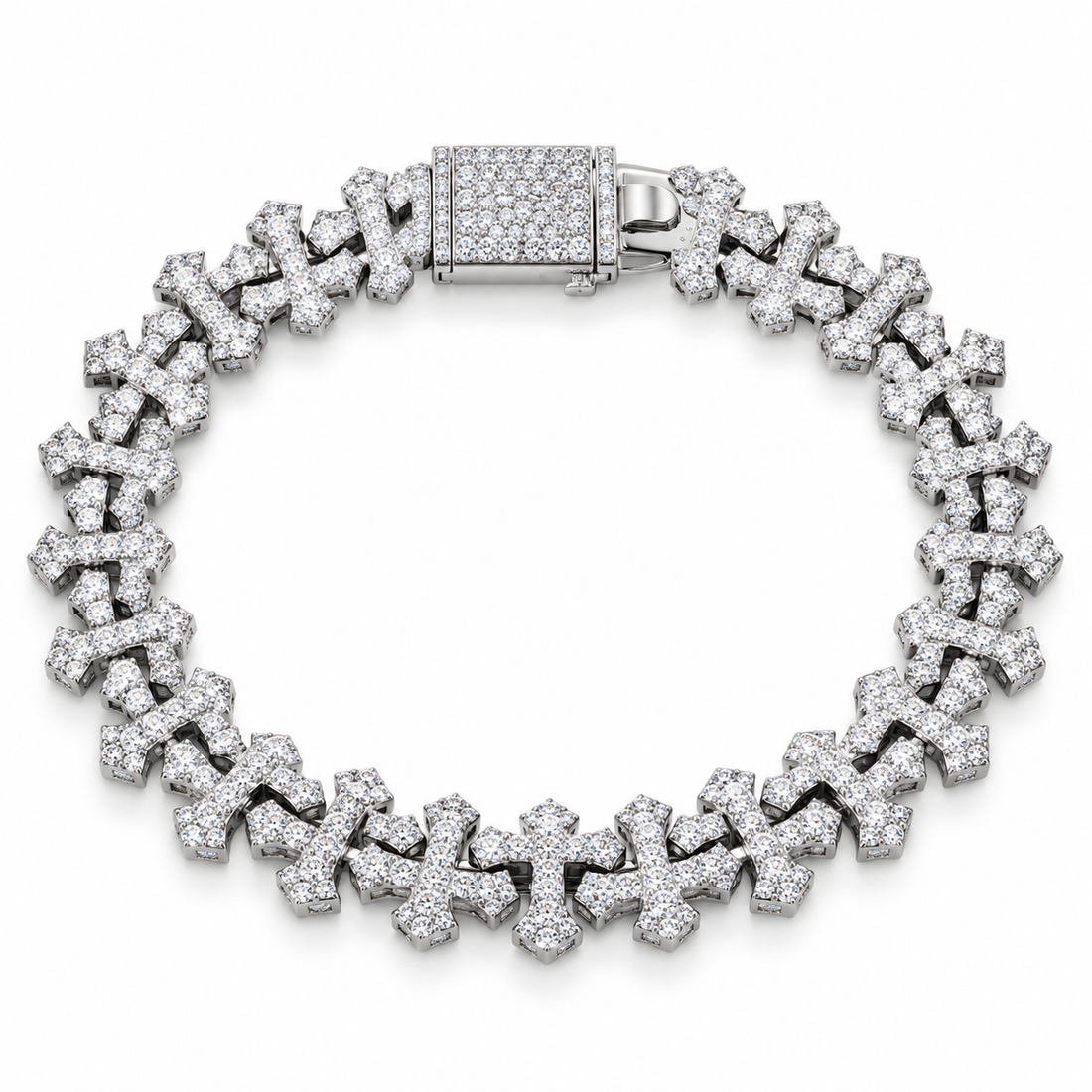 Iced Out Gothic Cross Link Bracelet | Custom Hip Hop Jewelry