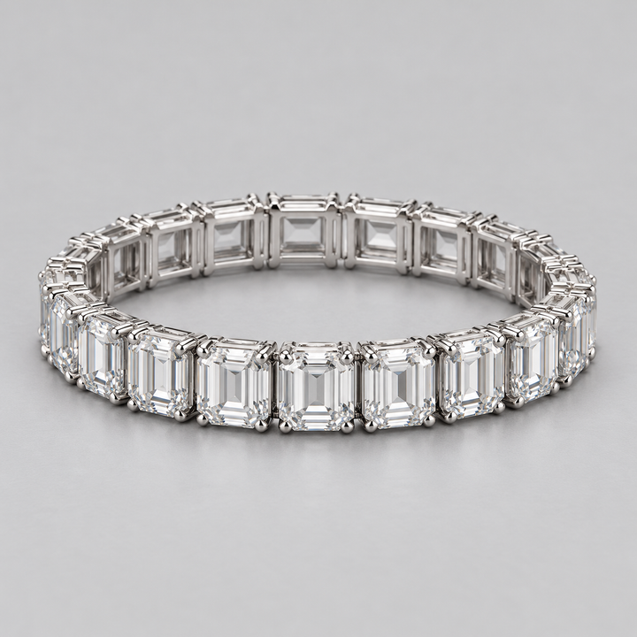 Silver-Tone Emerald-Cut Single-Row Tennis Bracelet
