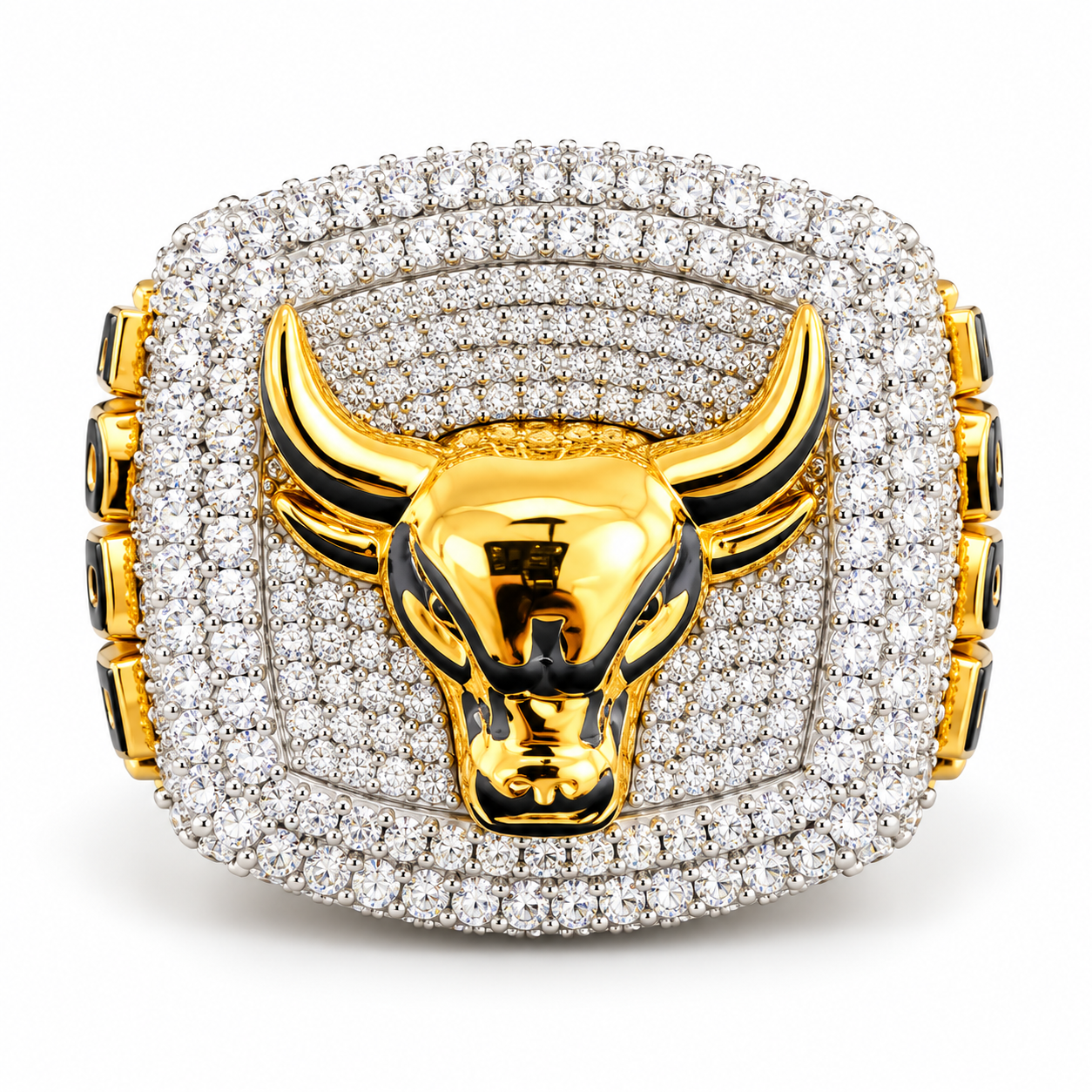Iced Out Bull Head Statement Ring