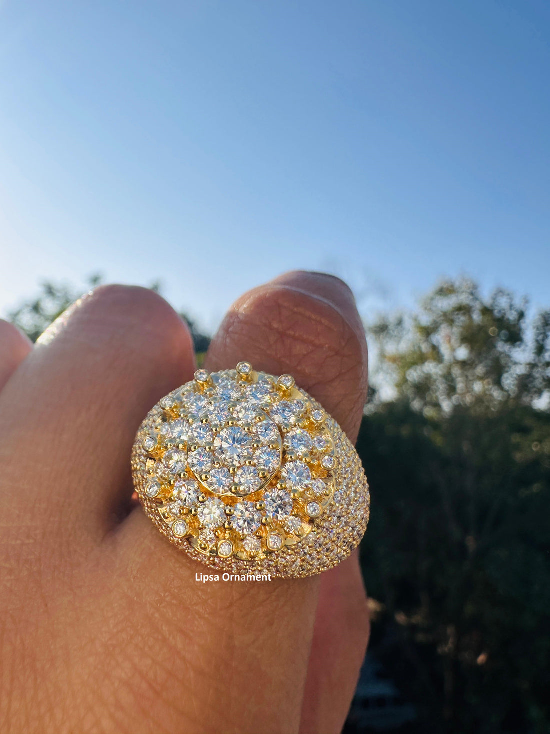 Custom Iced-Out Oval Cluster Statement Diamond Ring