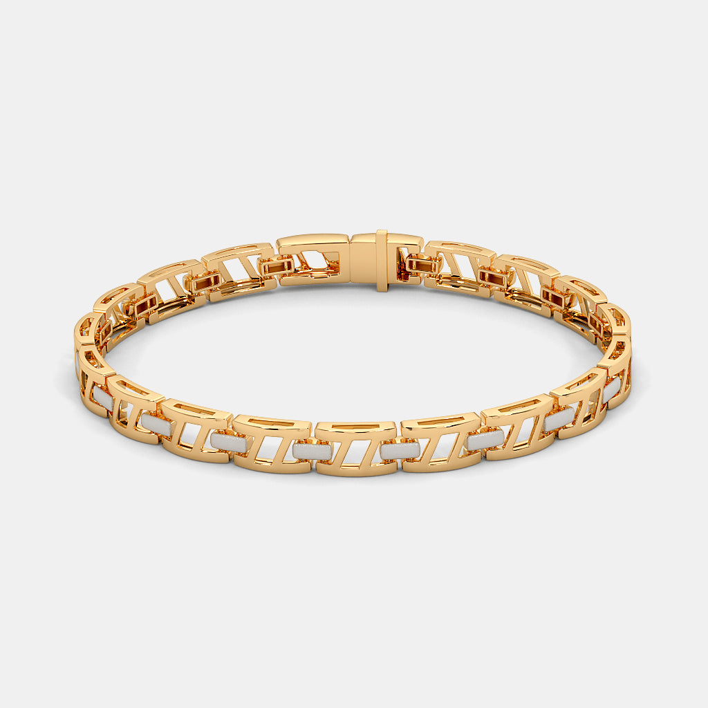 Two-Tone Geometric Open-Link Gold Bracelet