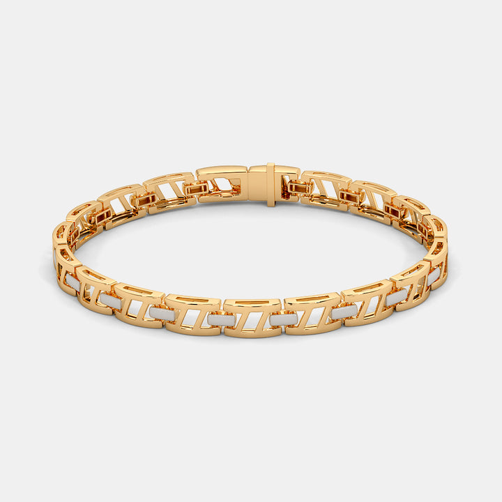 Two-Tone Geometric Open-Link Gold Bracelet