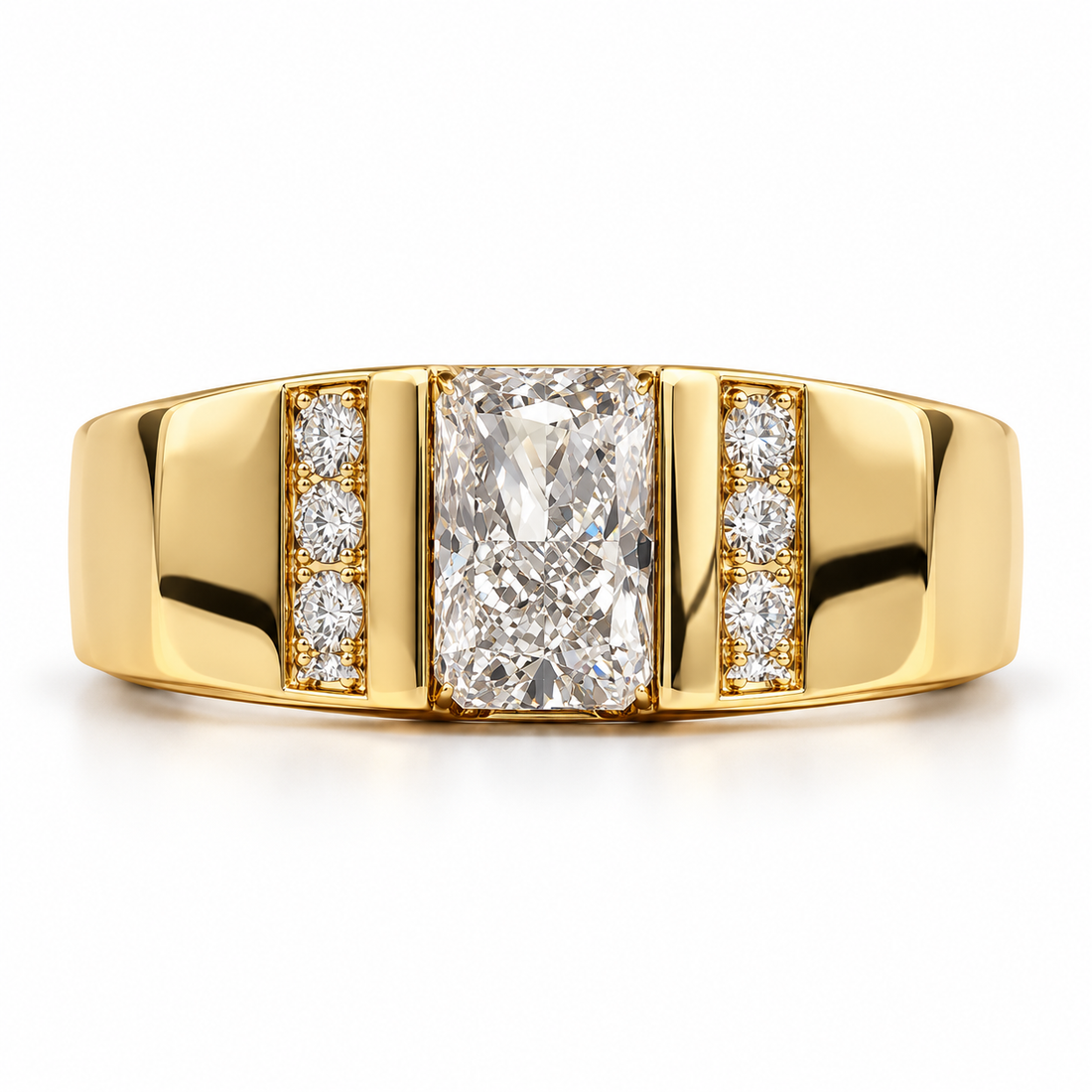 Men’s Triple-Row Round-Cut Statement Band Ring