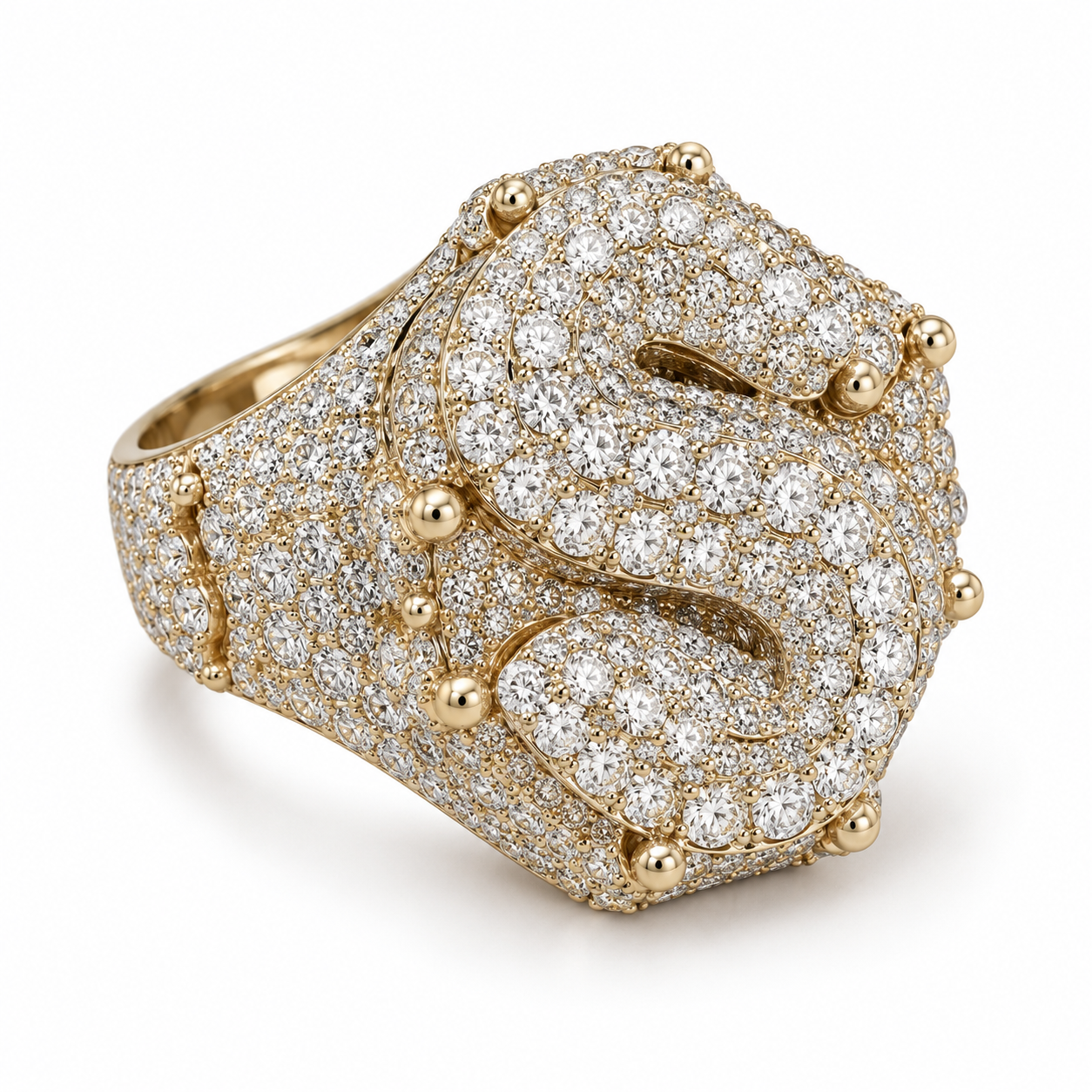 Letter S Iced Out Hip Hop Initial Statement Ring