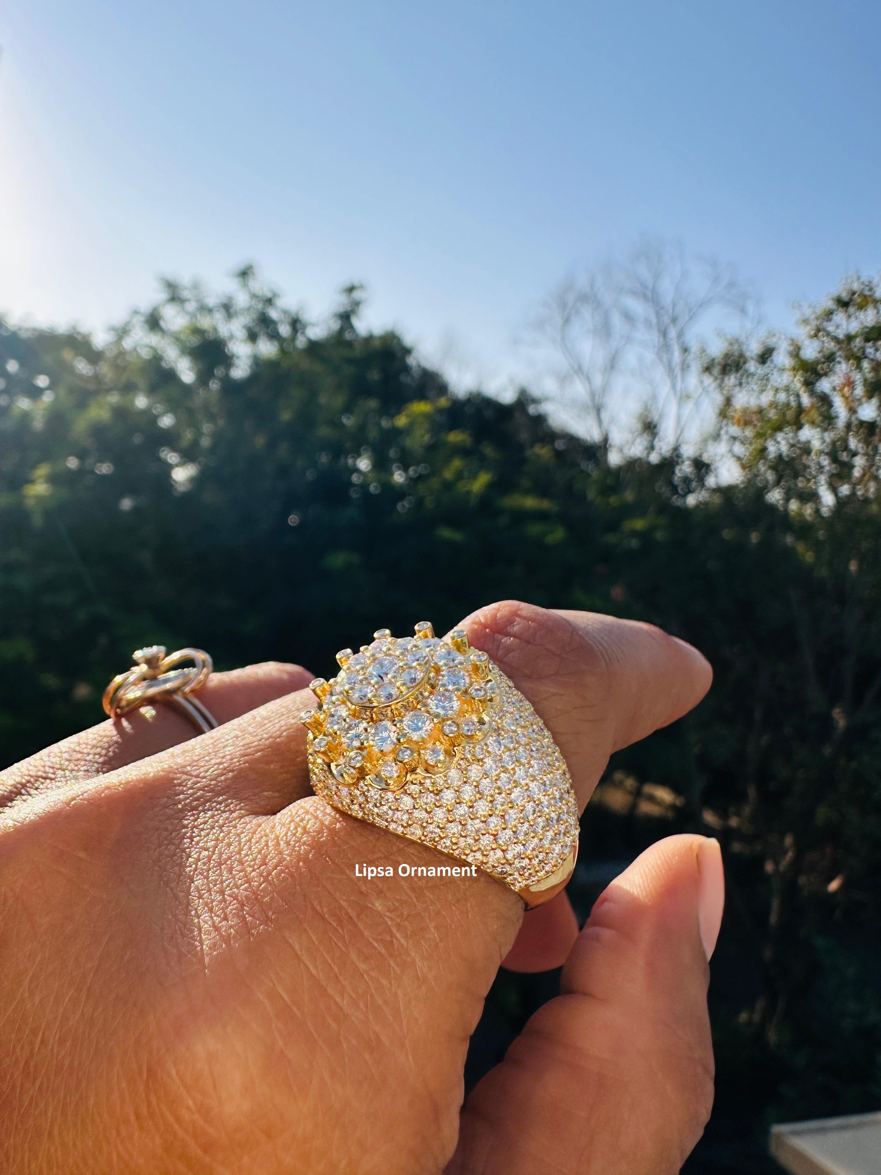 Custom Iced-Out Oval Cluster Statement Diamond Ring