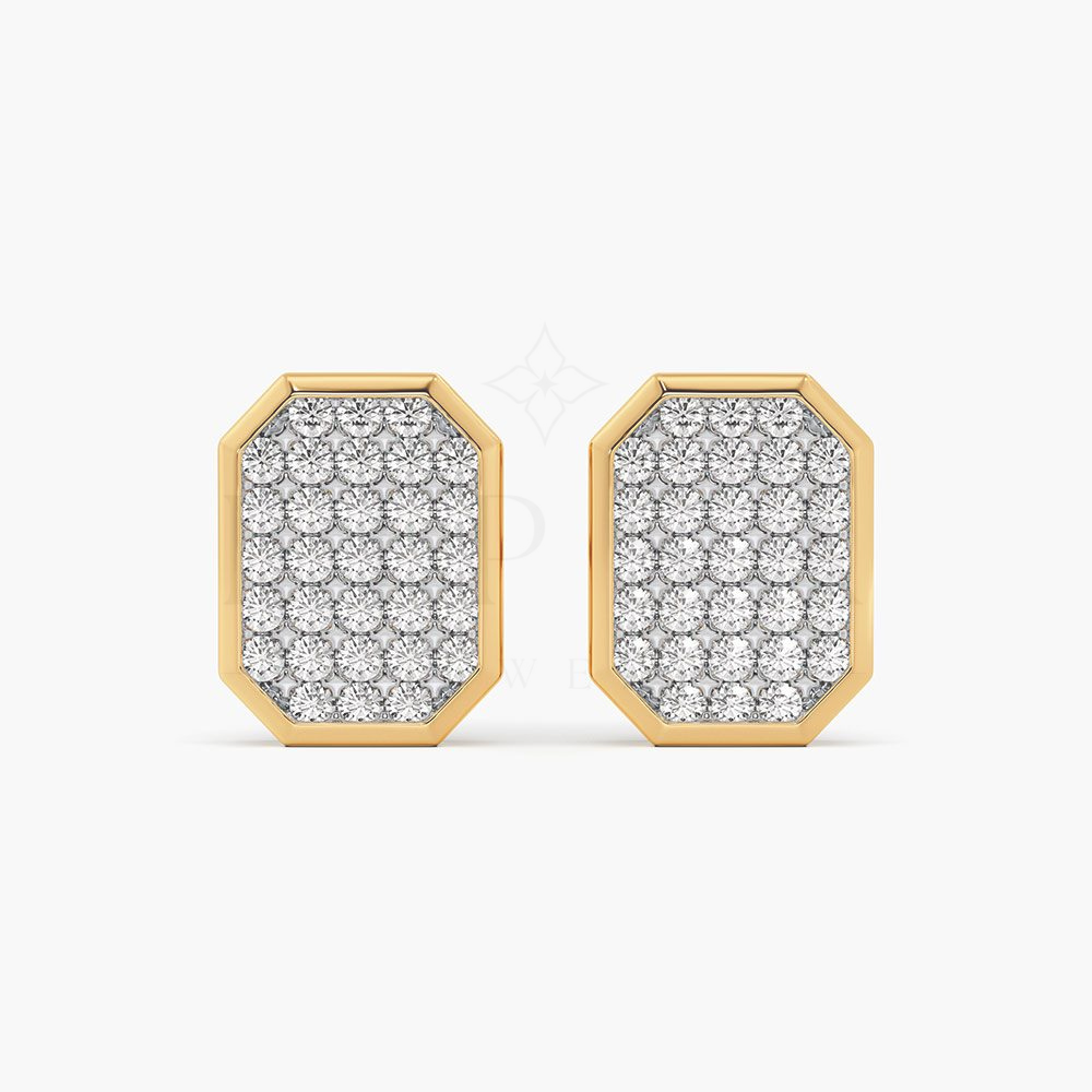 Octagon Pavé Cluster Stud Earrings