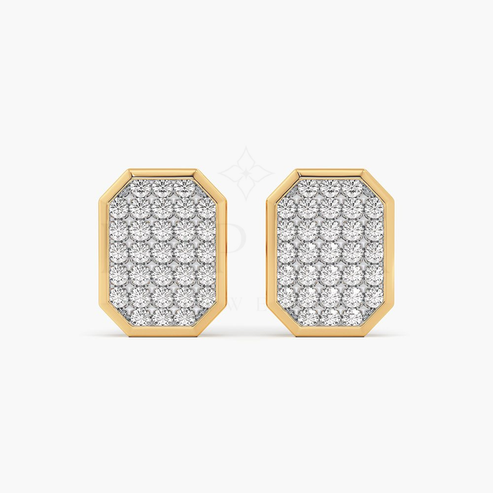 Octagon Pavé Cluster Stud Earrings