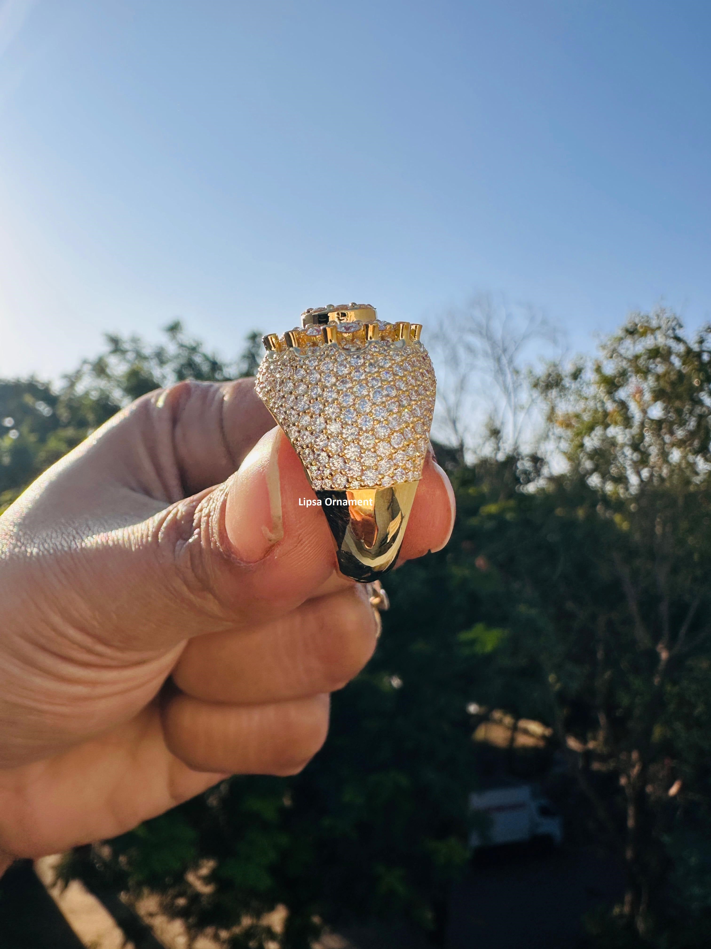 Custom Iced-Out Oval Cluster Statement Diamond Ring