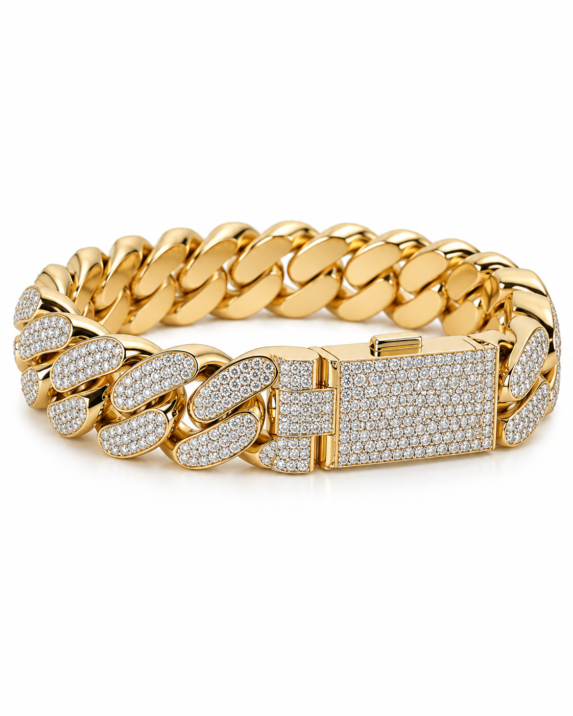 Iced Out Two Tone Cuban Link Bracelet | Custom Hip Hop Jewelry
