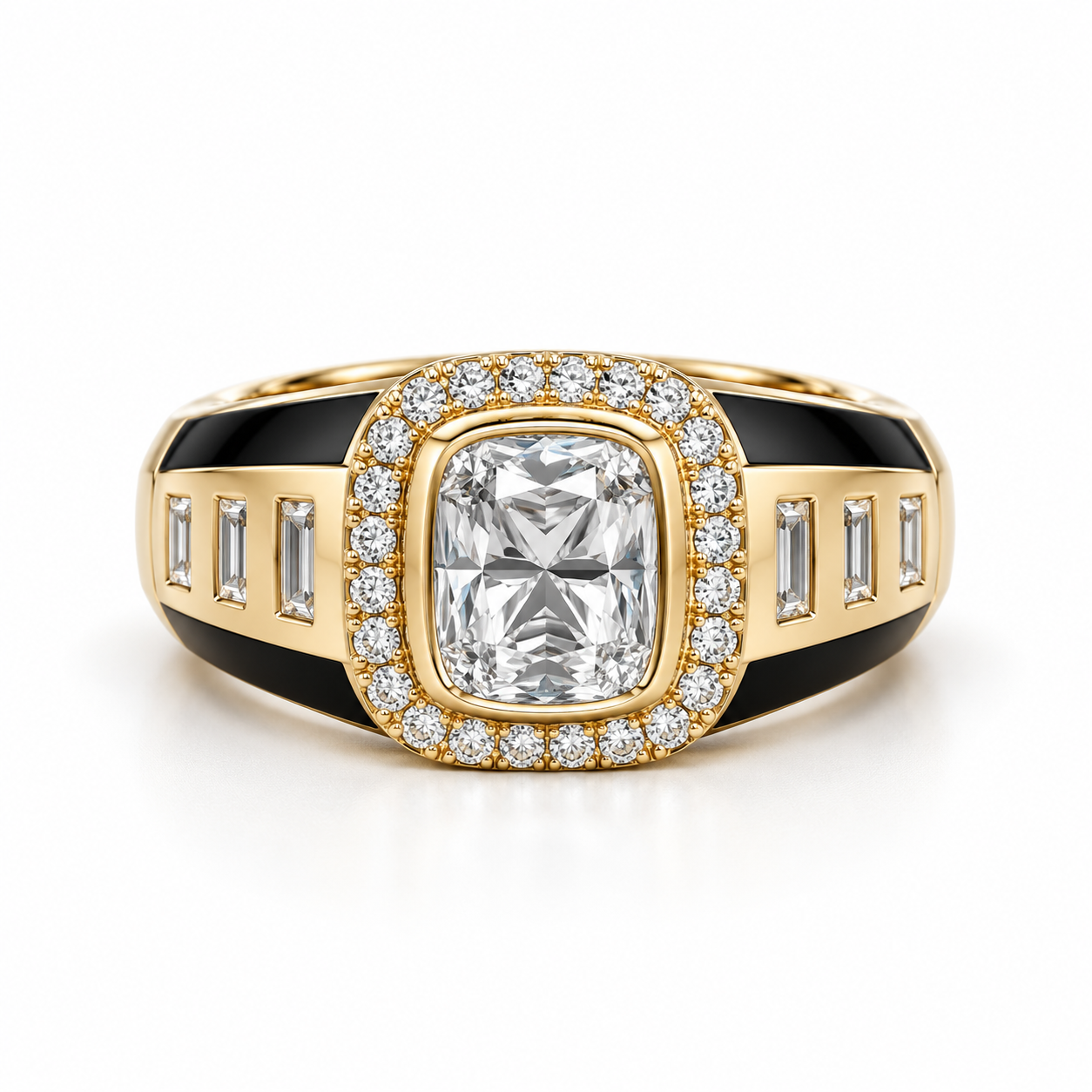 Men’s Baguette-Cut Solitaire Polished Wedding Band Ring