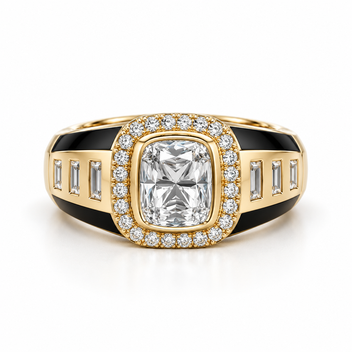 Men’s Baguette-Cut Solitaire Polished Wedding Band Ring