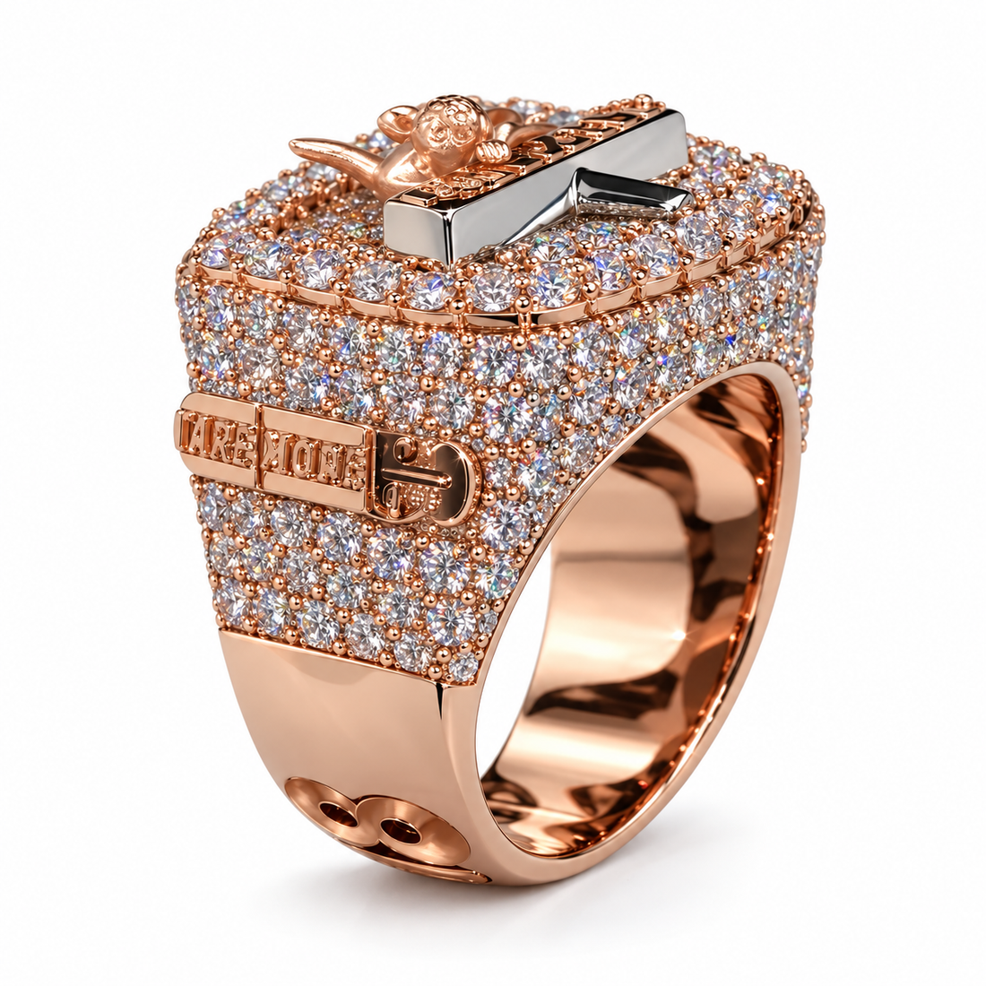 Skull & Straight Razor Barber Iced Out Hip Hop Statement Ring
