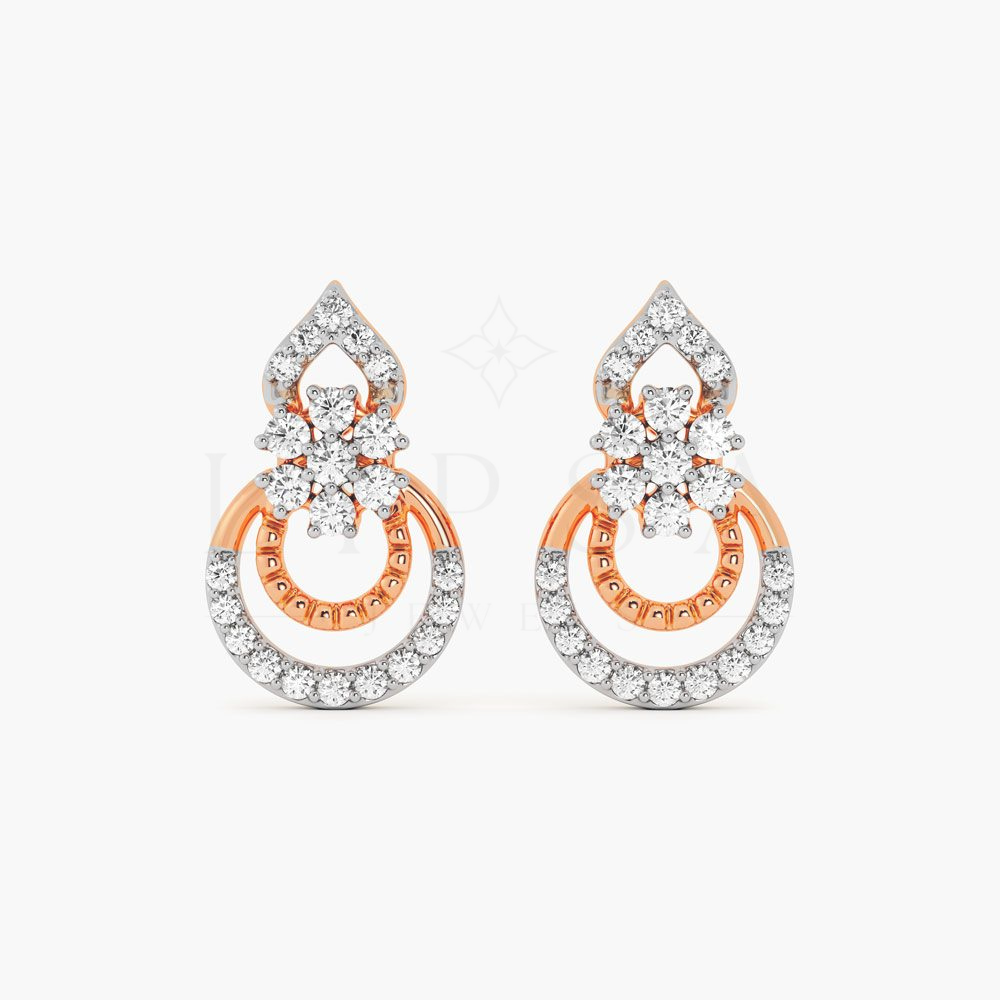 Floral Teardrop Hoop Drop Stud Earrings
