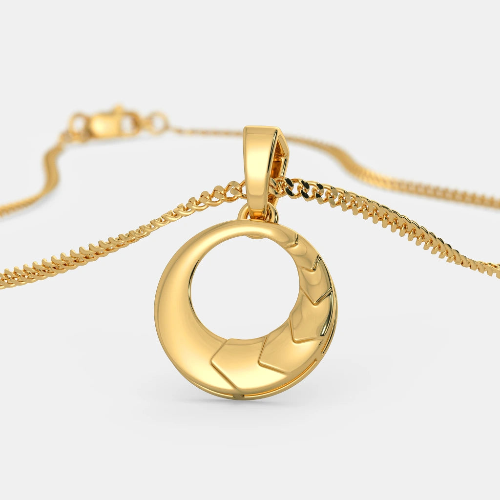 Textured Circular Gold Circle Pendant