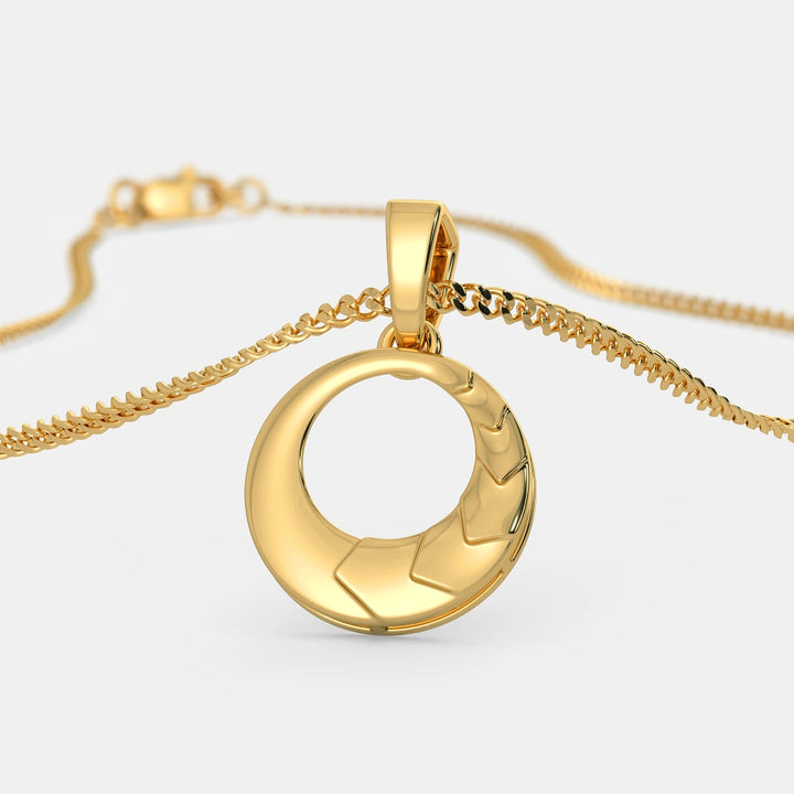 Textured Circular Gold Circle Pendant