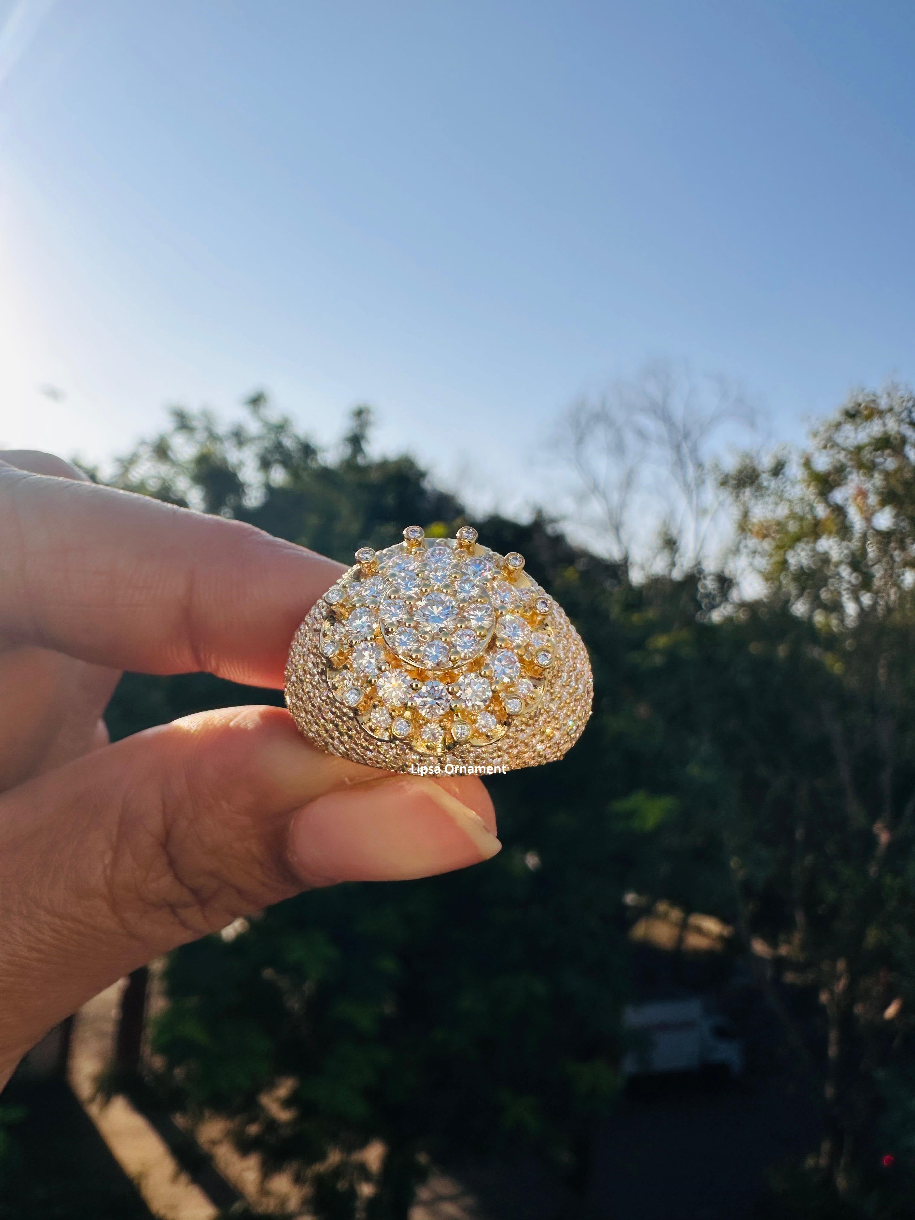 Custom Iced-Out Oval Cluster Statement Diamond Ring