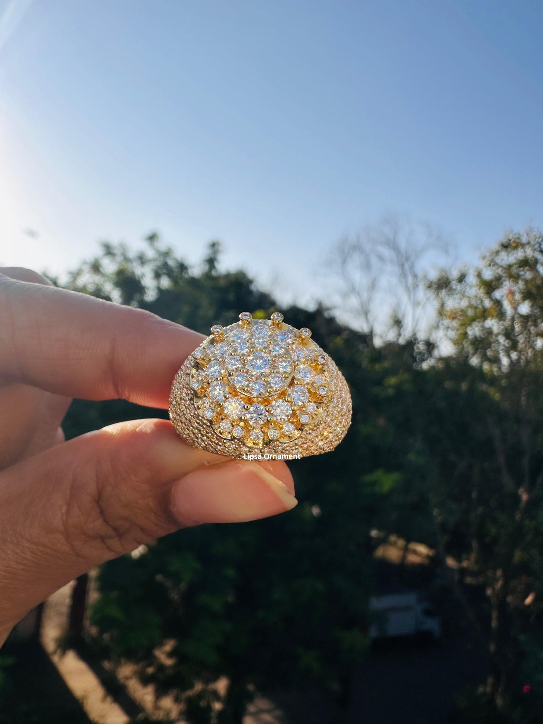 Custom Iced-Out Oval Cluster Statement Diamond Ring