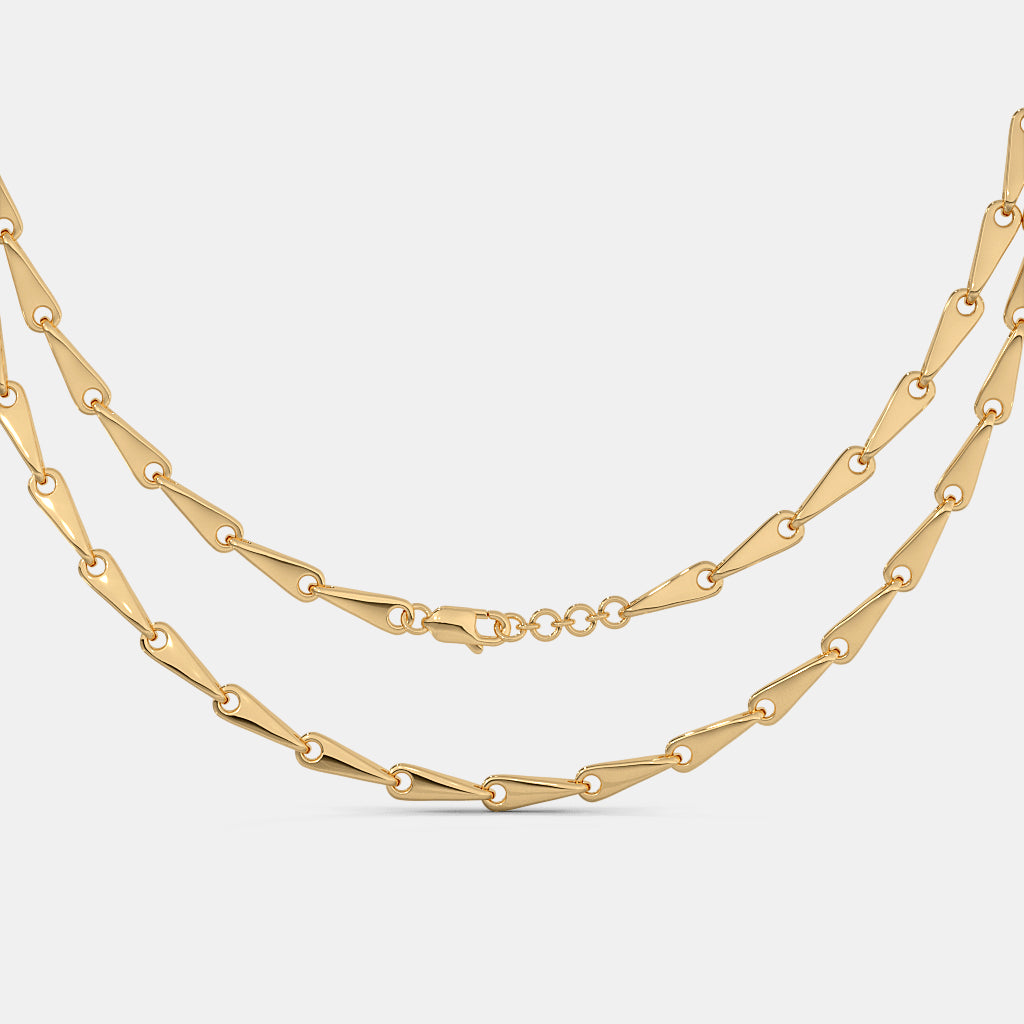 Modern Tapered Teardrop Link Gold Chain