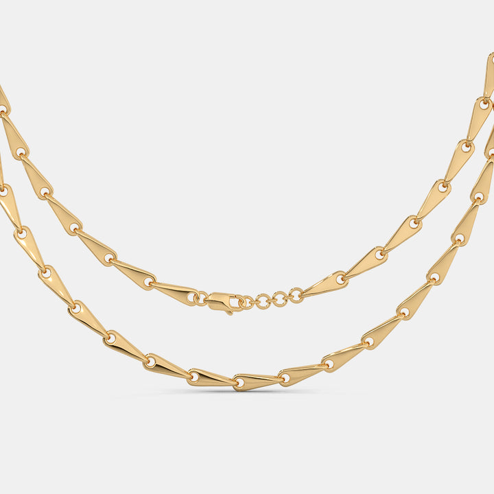 Modern Tapered Teardrop Link Gold Chain